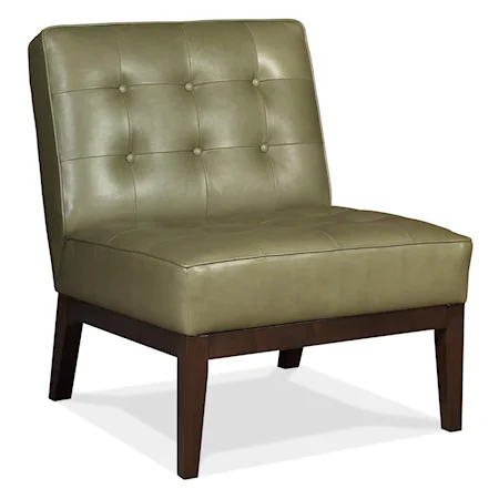 Contemporary Leather Armless Chair with Button-Tufted Back